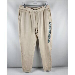 Quiksilver Pants Mens Large Beige Joggers Large Spellout Leg (34x30) NWT